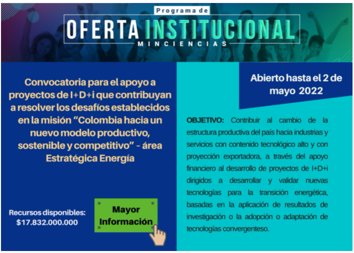 Oferta institucional MINCIENCIAS