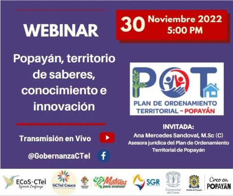  Webinar,  construyendo el Plan de Ordenamiento Territorial (POT)
